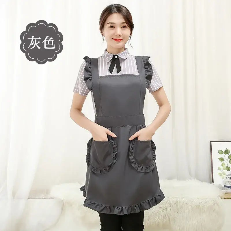 Korean Fashion Beauty Nail Salon Kitchen Lace Princess Dress Flower Shop Manicurist Work Clothes Falbala Woman Girl