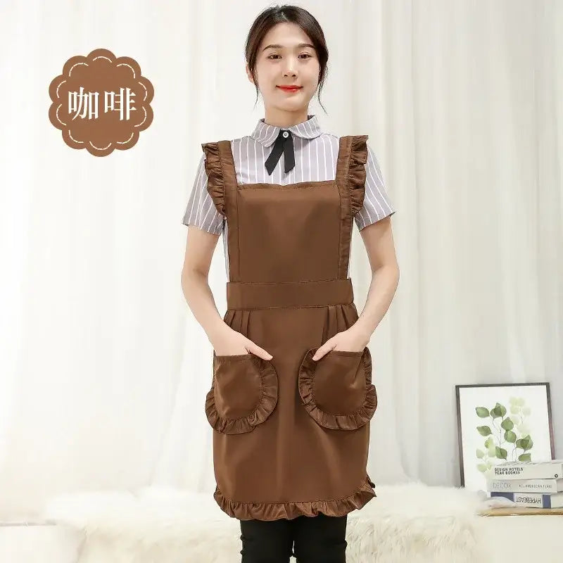 Korean Fashion Beauty Nail Salon Kitchen Lace Princess Dress Flower Shop Manicurist Work Clothes Falbala Woman Girl