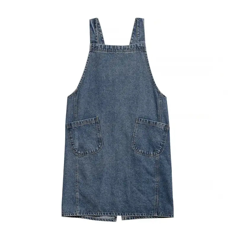 Fashion Simple Korean Style Washed Denim Apron Man Women Home Kitchen Comfort Overalls Florist Retro Art Painting