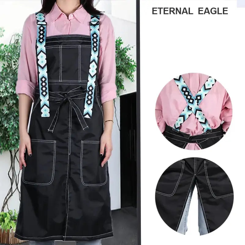 Long Korean Version Nylon Apron Makeup Studio Protective Work Clothes Flower Shop Coffee Shop Waterproof Fashionable