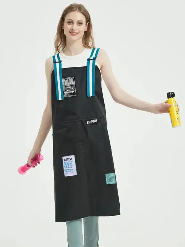 Long Korean Version Nylon Apron Makeup Studio Protective Work Clothes Flower Shop Coffee Shop Waterproof Fashionable