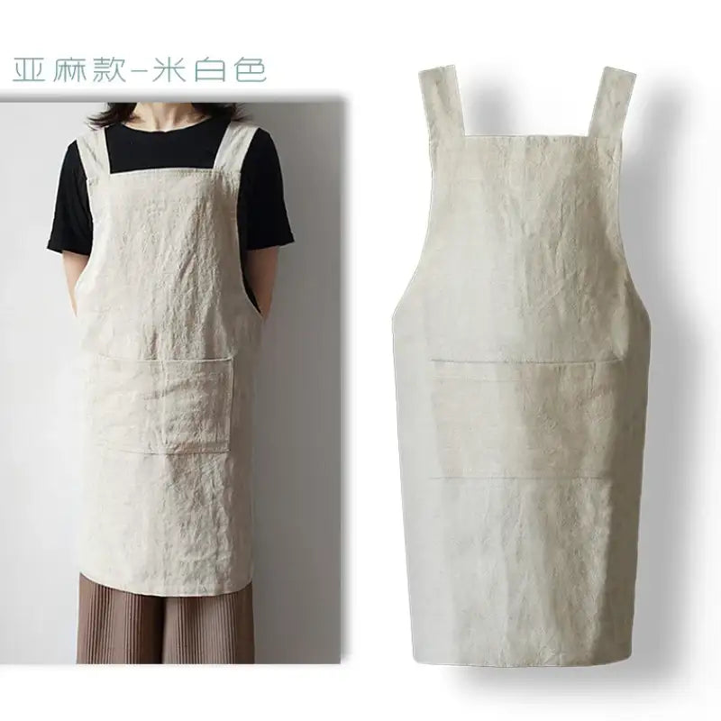 Cotton And Linen Apron Smock Women Men kitchen Anti-fouling Milk Tea Coffee Shop Florist Overalls Delantal Logo Print