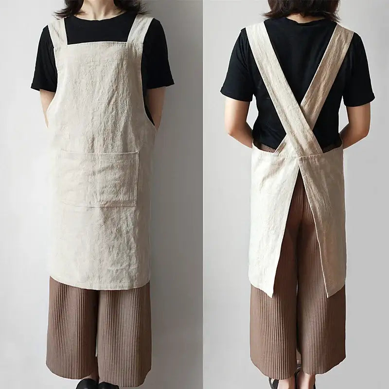 Cotton And Linen Apron Smock Women Men kitchen Anti-fouling Milk Tea Coffee Shop Florist Overalls Delantal Logo Print