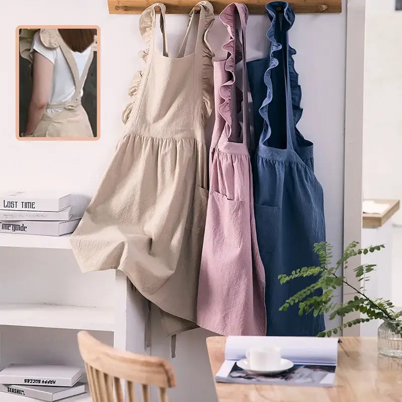 Nordic Florist Apron Cotton Coffee Shops Kitchen Cleaning Pinafore For Women Home Cooking Baking Restaurant Garden with
