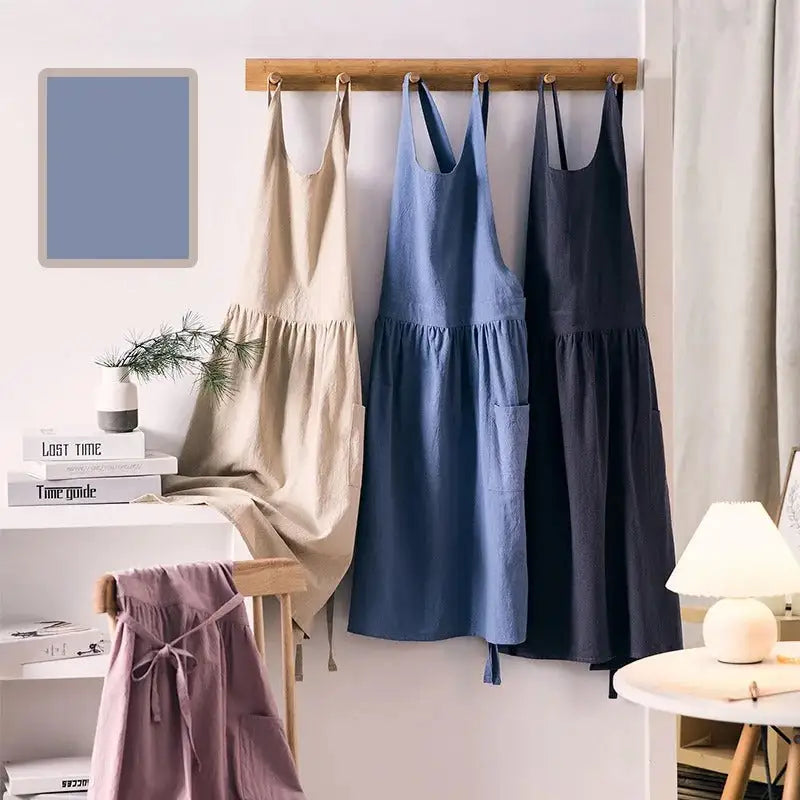 Tablier de Grand-Mère Gris en Coton - Gris