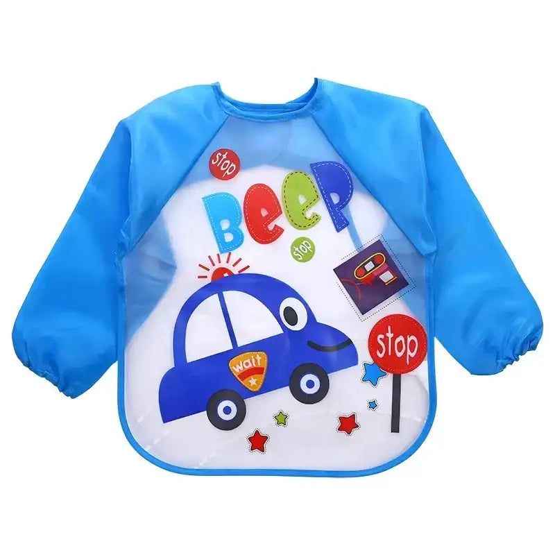 Waterproof Eating Smock Infant Toddler Baby Cartoon Long Sleeve Art Apron Feeding Bib for Boys Girls Soft Baby Bibs