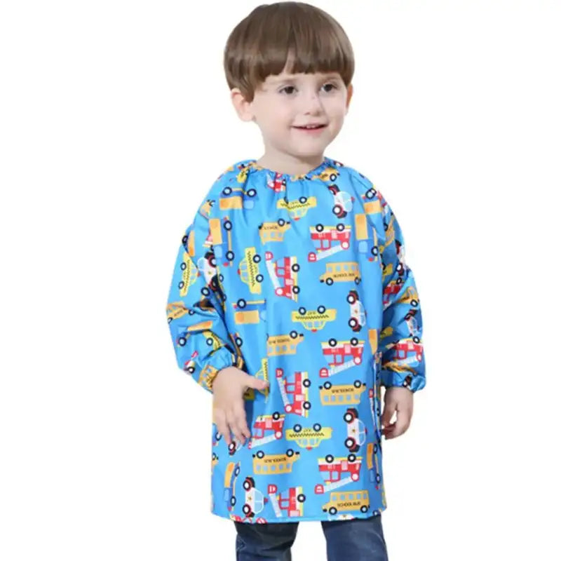 Tablier de Peinture Enfant Bleu Motifs Véhicules