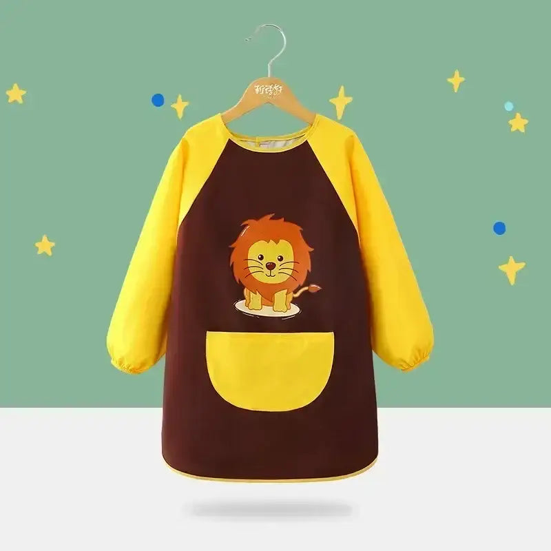 Children’s Waterproof Drawing Clothes Kindergarten Cover Dining Bib Waterproof Reverse Dressing Boys’ and Girls’ Aprons