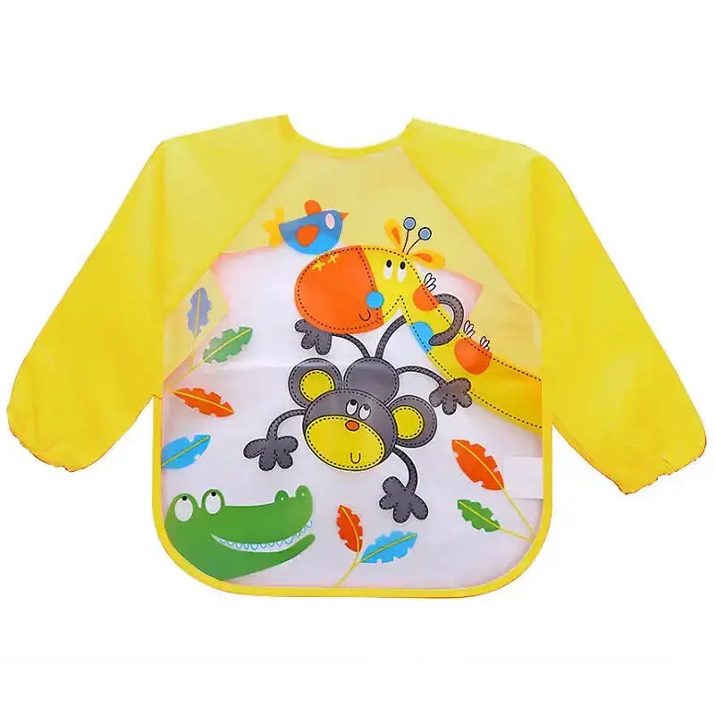 Waterproof Eating Smock Infant Toddler Baby Cartoon Long Sleeve Art Apron Feeding Bib for Boys Girls Soft Baby Bibs