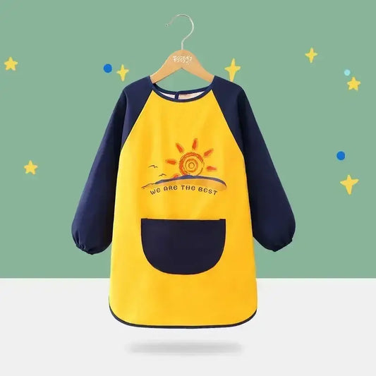 Children’s Waterproof Drawing Clothes Kindergarten Cover Dining Bib Waterproof Reverse Dressing Boys’ and Girls’ Aprons