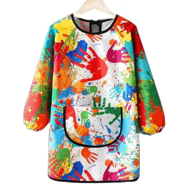 Kids Painting Waterproof Long Sleeved Cover Kindergarten Art Painting Gown Reverse Dressing Baby Eating Bib Apron for