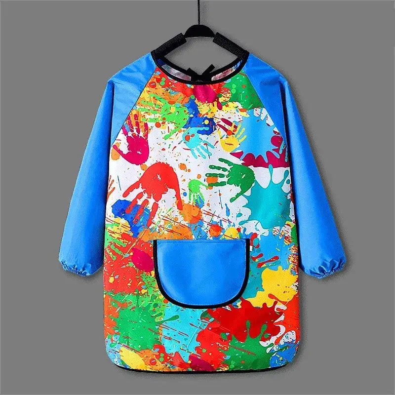 Kids Painting Waterproof Long Sleeved Cover Kindergarten Art Painting Gown Reverse Dressing Baby Eating Bib Apron for