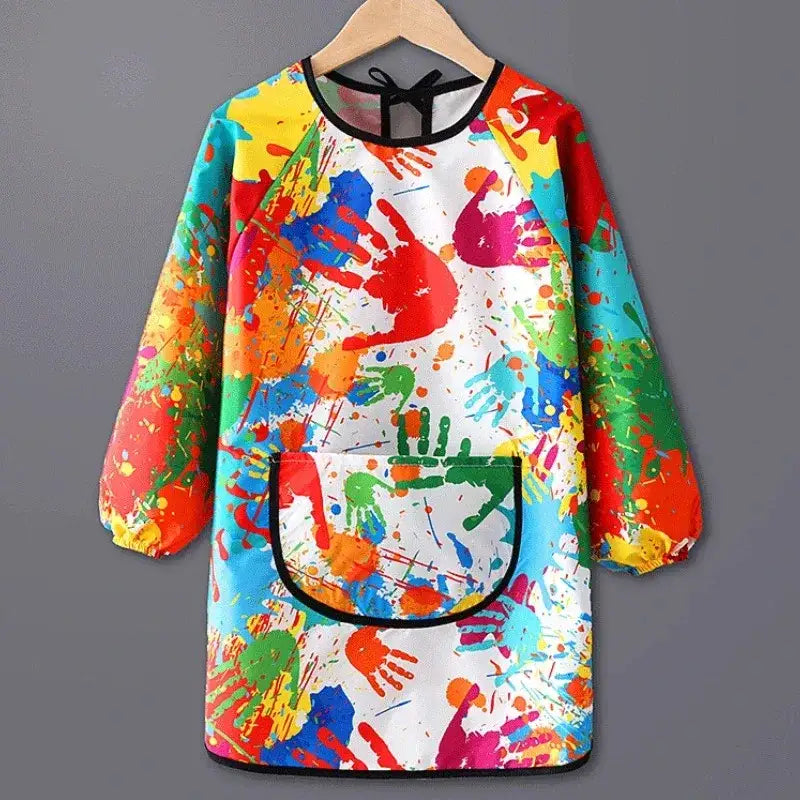 Kids Painting Waterproof Long Sleeved Cover Kindergarten Art Painting Gown Reverse Dressing Baby Eating Bib Apron for