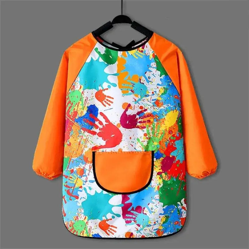 Kids Painting Waterproof Long Sleeved Cover Kindergarten Art Painting Gown Reverse Dressing Baby Eating Bib Apron for