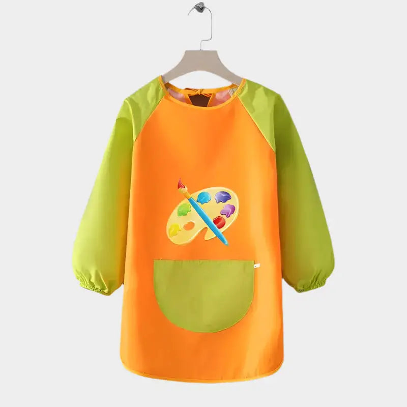 Tablier de Peinture Enfant Motif Pinceaux - Orange et Vert / 80-105cm