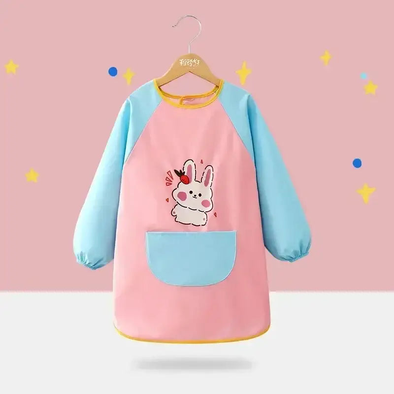 Children’s Waterproof Drawing Clothes Kindergarten Cover Dining Bib Waterproof Reverse Dressing Boys’ and Girls’ Aprons