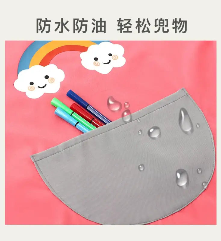 Tablier de Peinture Enfant Rose Motif Arc-En-Ciel