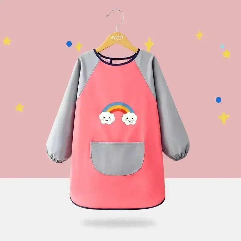 Tablier de Peinture Enfant Rose Motif Arc-En-Ciel