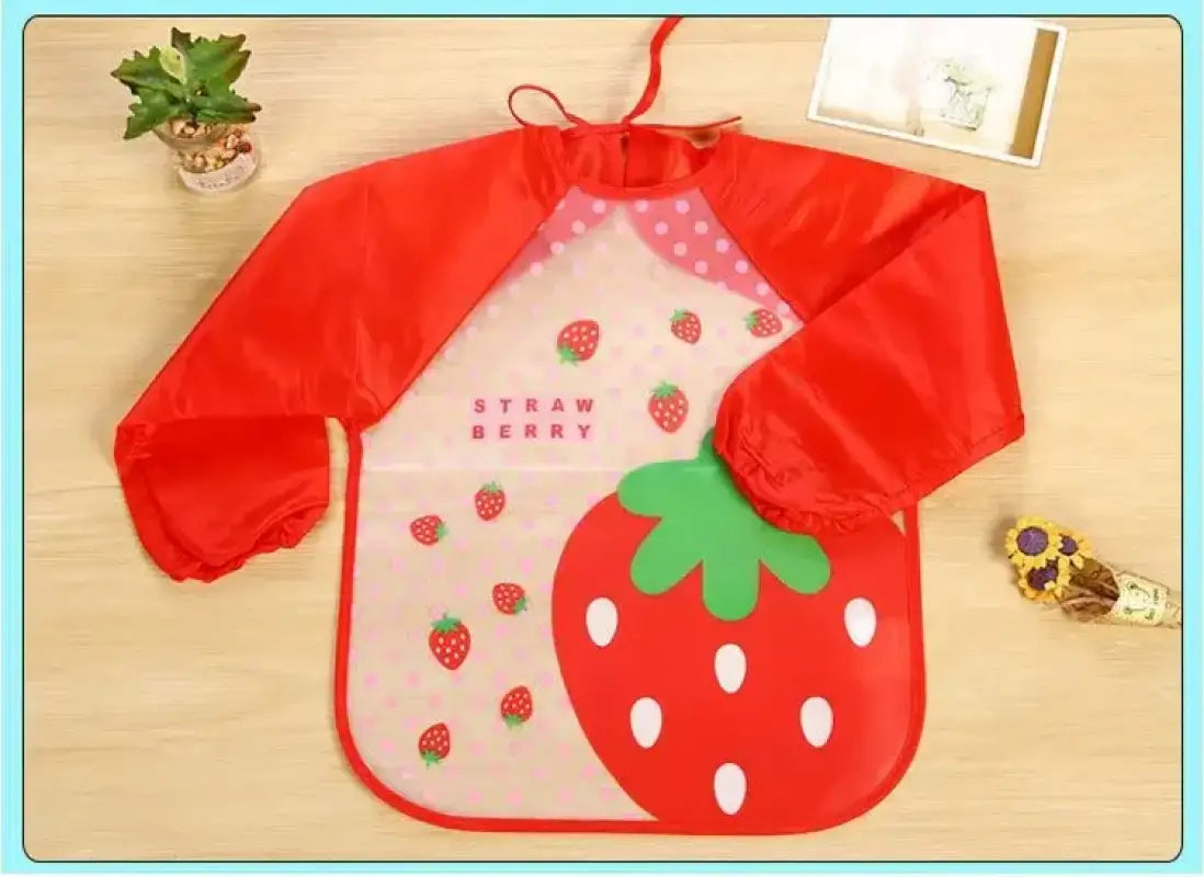 Tablier de Peinture Enfant Rouge Motif Fraise