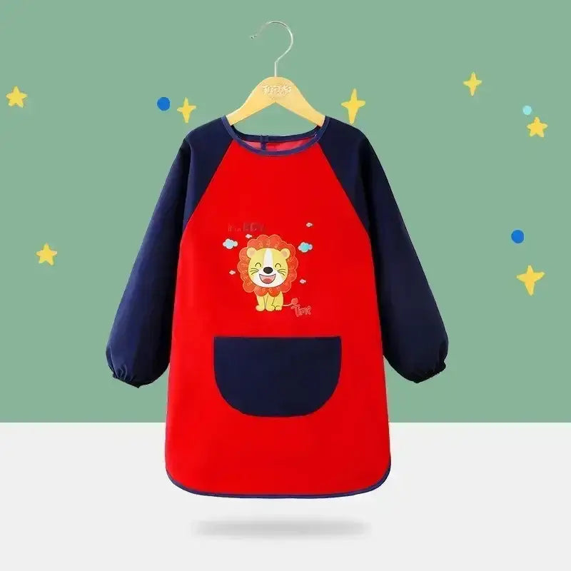 Tablier de Peinture Enfant Rouge Motif Lion