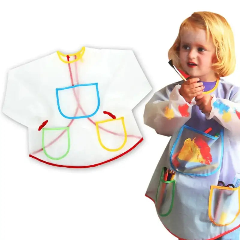 Children Smock Painting Work Clothes Apron Childrens Aprons Waterproof Overalls - As Shown / S