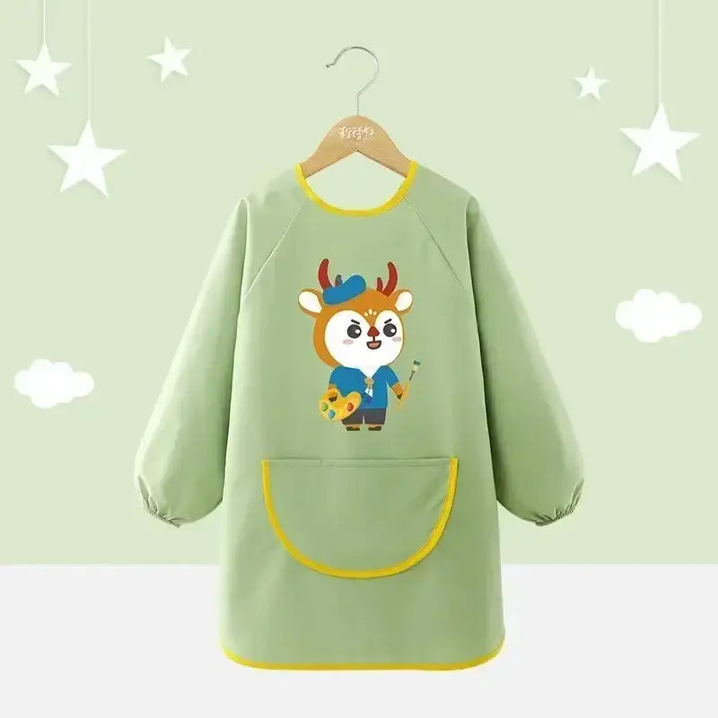 Children’s Waterproof Drawing Clothes Kindergarten Cover Dining Bib Waterproof Reverse Dressing Boys’ and Girls’ Aprons