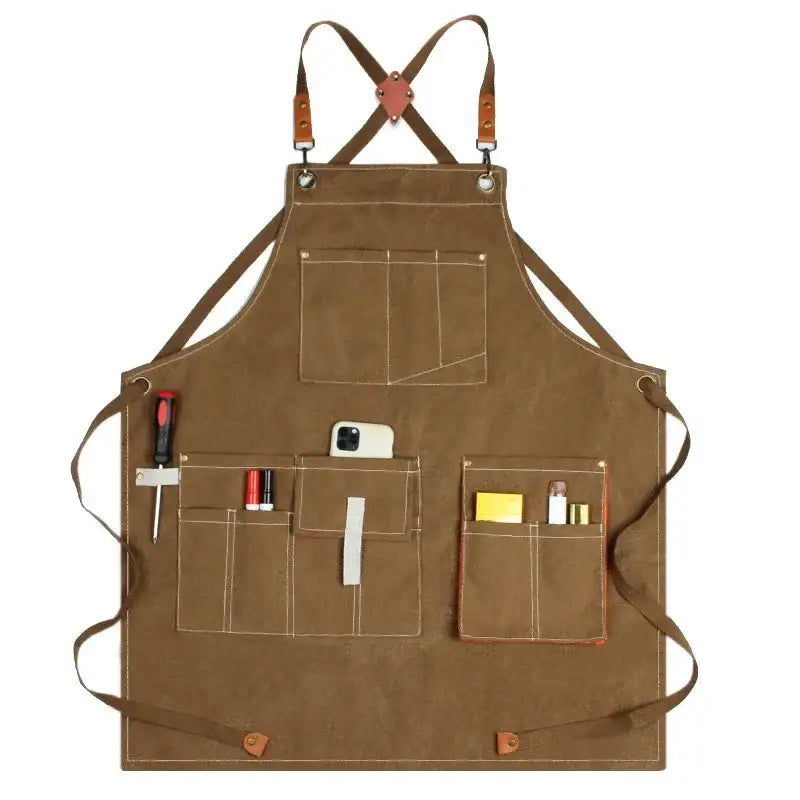 New Durable Canvas Denim Work Adjustable Aprons with Tool Pockets For Barber Baking Cafe Carpentry Painting Oil-proof