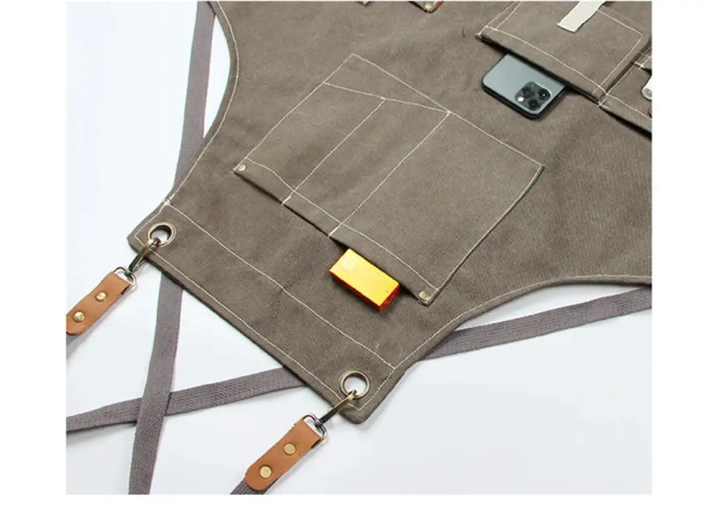 New Durable Canvas Denim Work Adjustable Aprons with Tool Pockets For Barber Baking Cafe Carpentry Painting Oil-proof