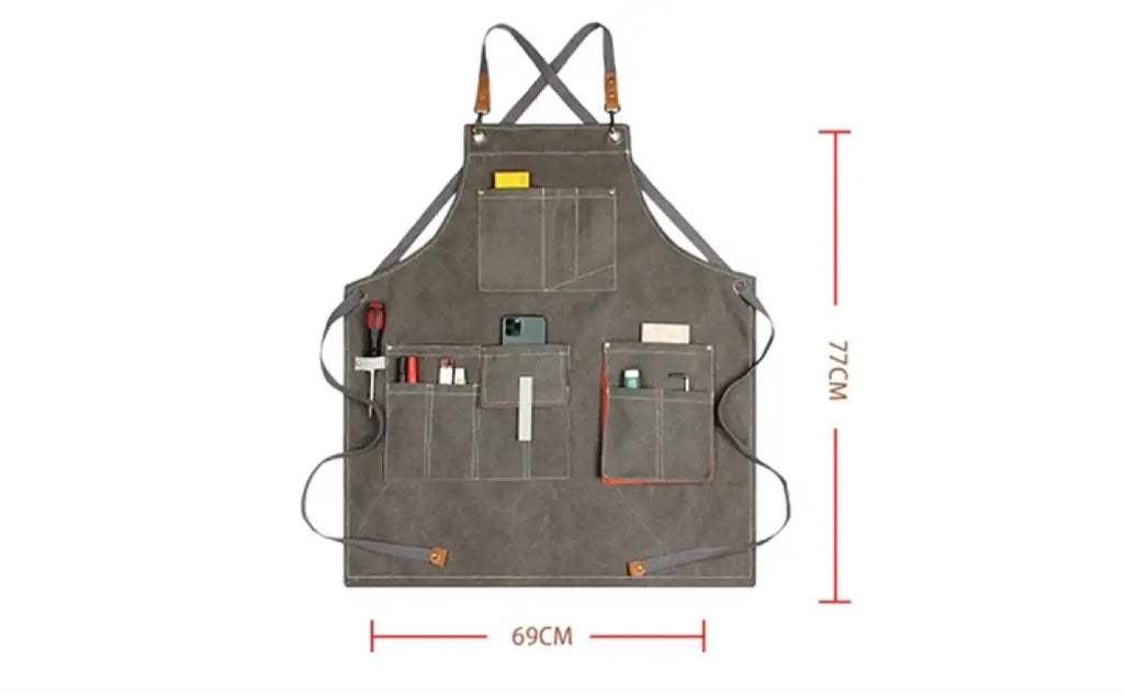 New Durable Canvas Denim Work Adjustable Aprons with Tool Pockets For Barber Baking Cafe Carpentry Painting Oil-proof