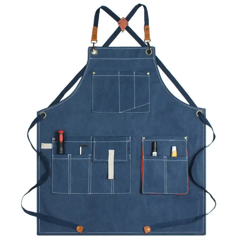 New Durable Canvas Denim Work Adjustable Aprons with Tool Pockets For Barber Baking Cafe Carpentry Painting Oil-proof