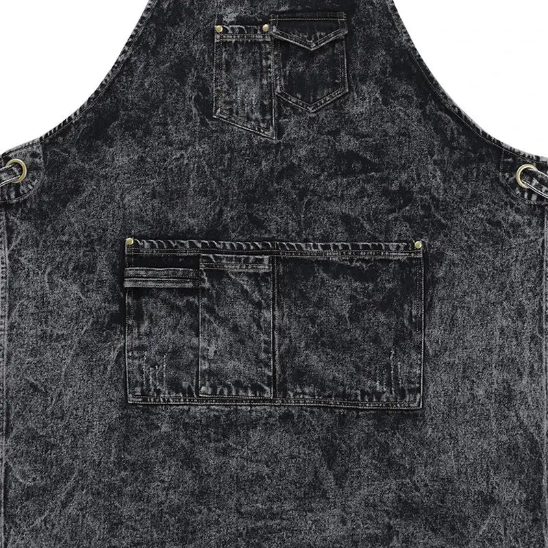 Thick Washed Thick Denim Apron working for Women Men cleaning gardener Barista Hairstylist pinafore