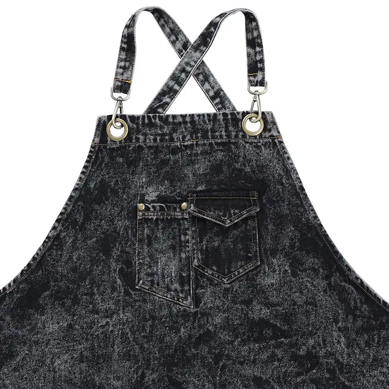 Thick Washed Thick Denim Apron working for Women Men cleaning gardener Barista Hairstylist pinafore