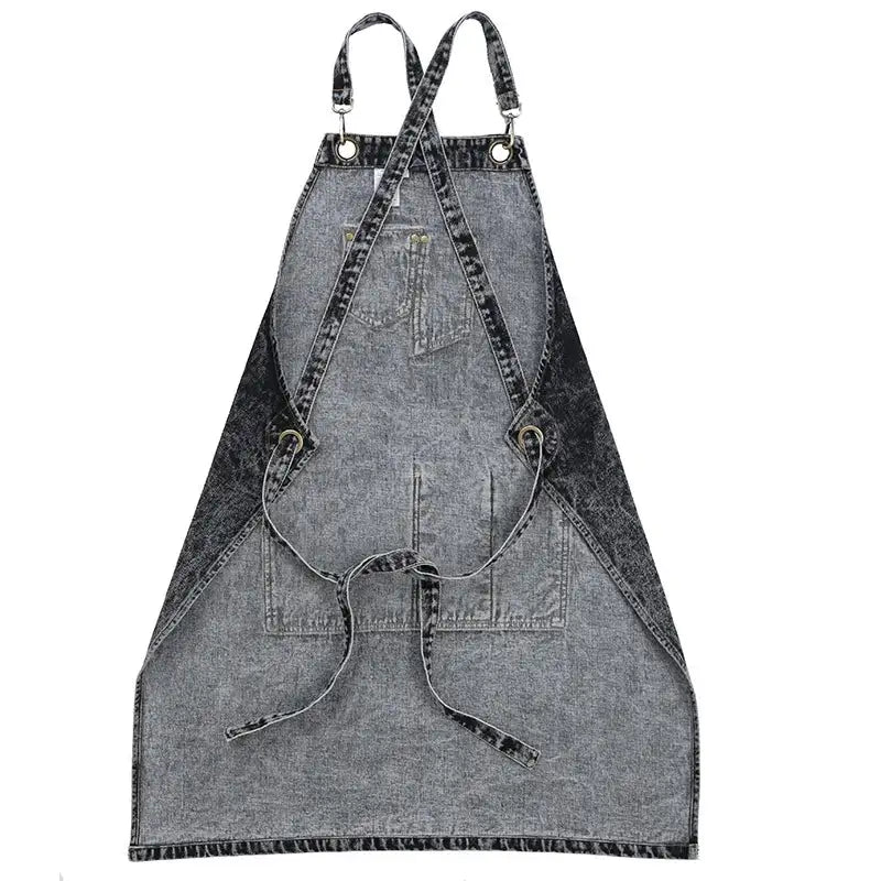 Thick Washed Thick Denim Apron working for Women Men cleaning gardener Barista Hairstylist pinafore