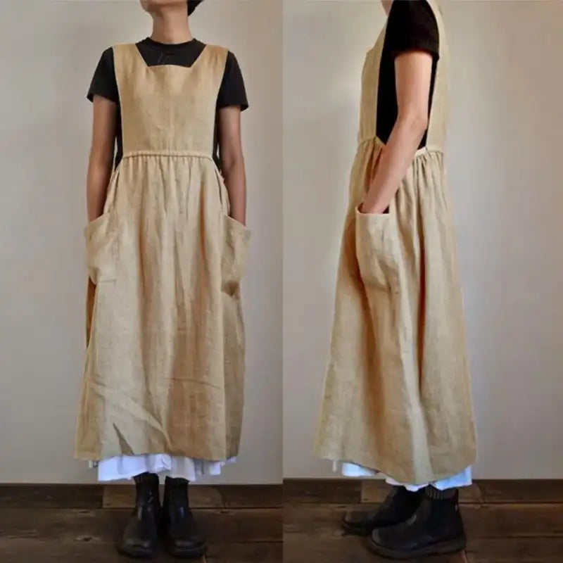 Tablier Japonais Long en Coton et Lin
