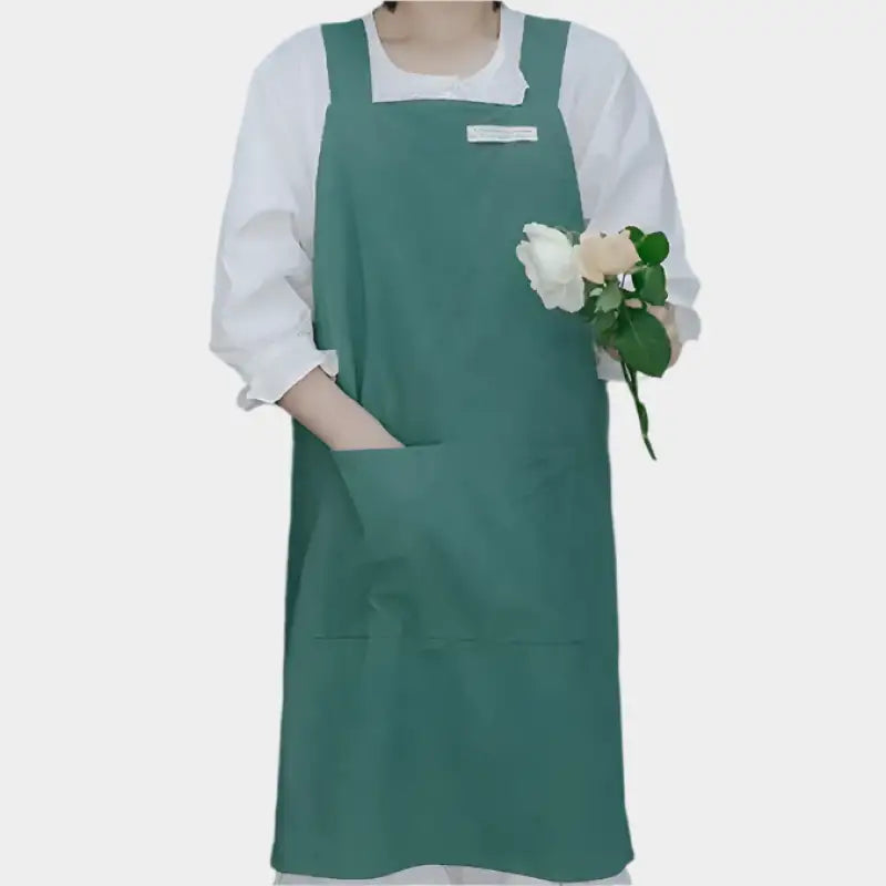 Tablier Japonais Long Vert Croisé au Dos