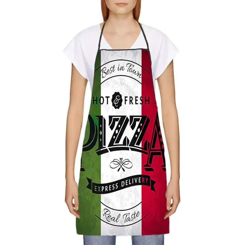 Retro Italian Flag Pizza Aprons Men Women Italy Pride Adult Unisex Kitchen Chef Bib Tablier Cuisine Cooking Baking