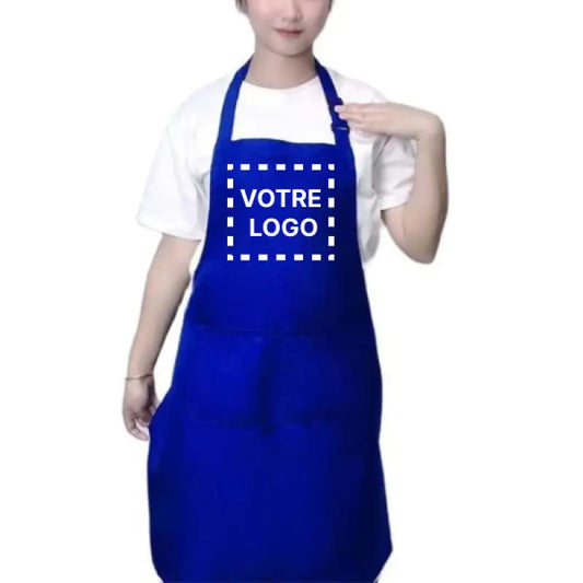 Tablier Prothésiste Ongulaire Personnalisé Bleu Foncé - Bleu foncé / Logo imprimé