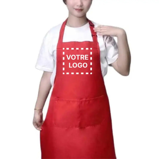 Tablier Prothésiste Ongulaire Personnalisé Rouge - Rouge / Logo imprimé