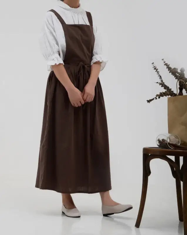 Tablier Robe Lin marron foncé
