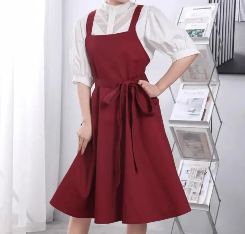 Tablier Robe Long rouge