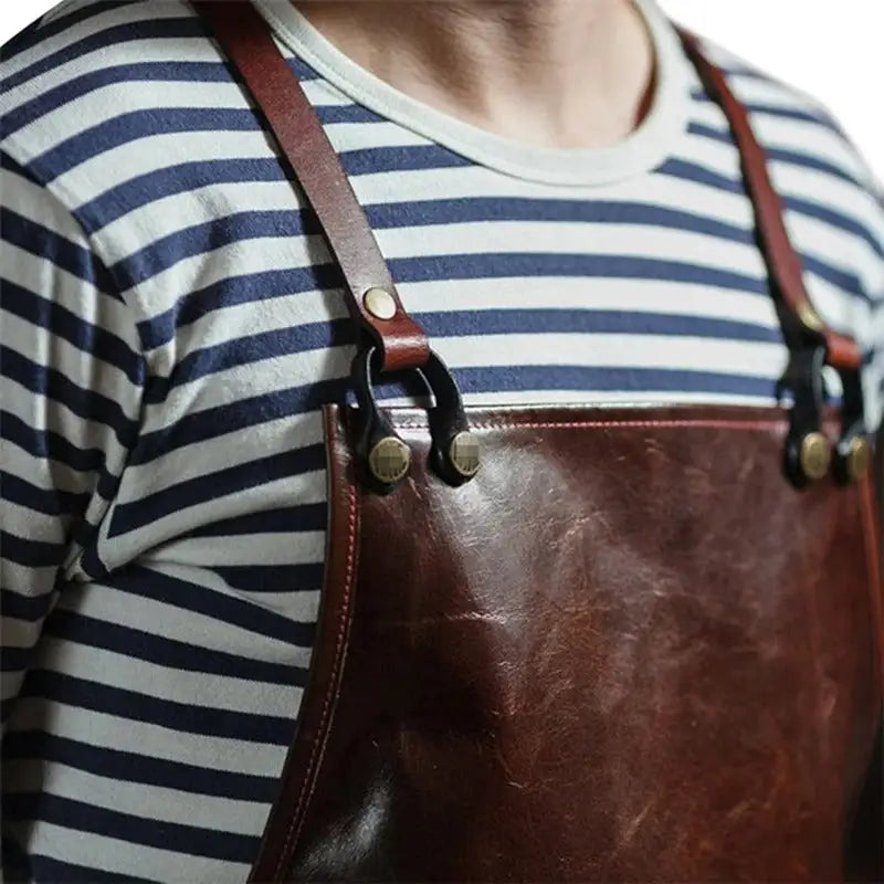 Tablier Simili Cuir bretelles croisées