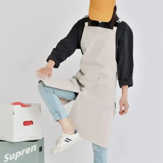 Waterproof Apron Coffee Restaurant Canvas Cover Work Suit Bib Pure Cotton Kitchen Uniform Factory Korean Japanese