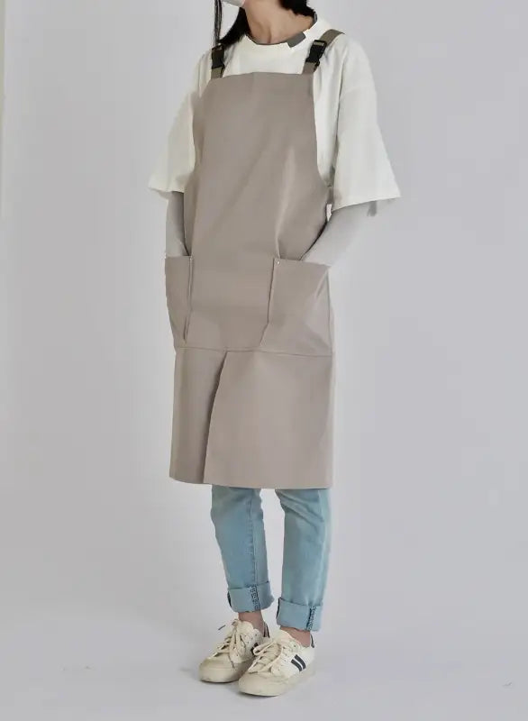 Waterproof Apron Coffee Restaurant Canvas Cover Work Suit Bib Pure Cotton Kitchen Uniform Factory Korean Japanese