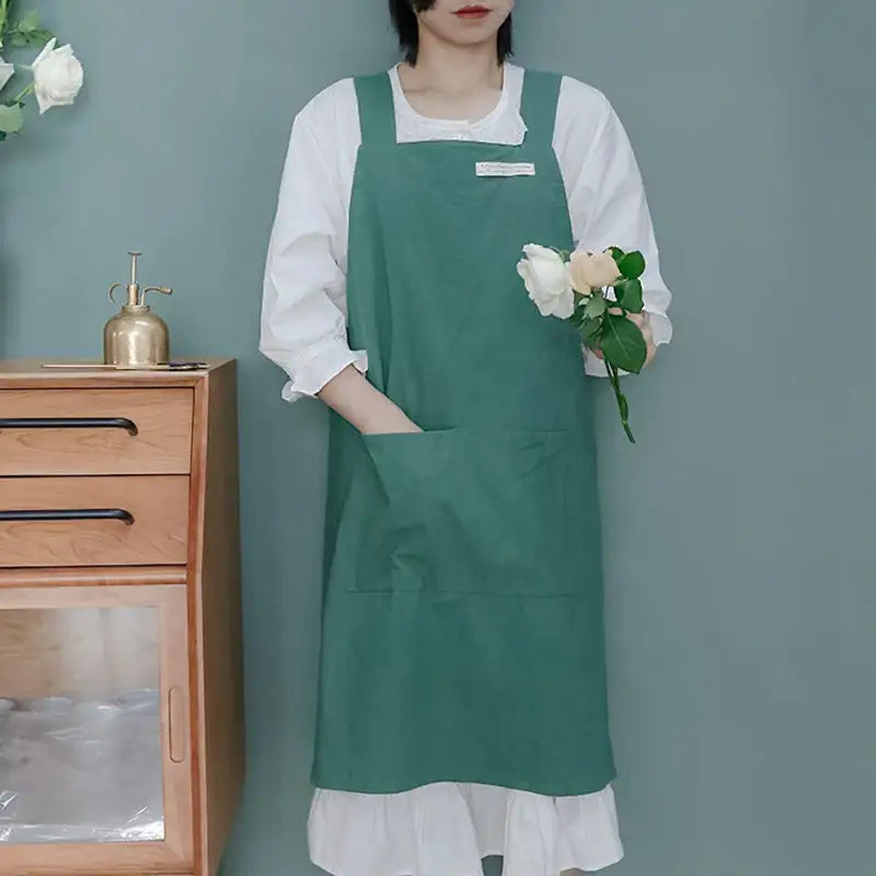 Tablier Japonais Long Vert Croisé au Dos